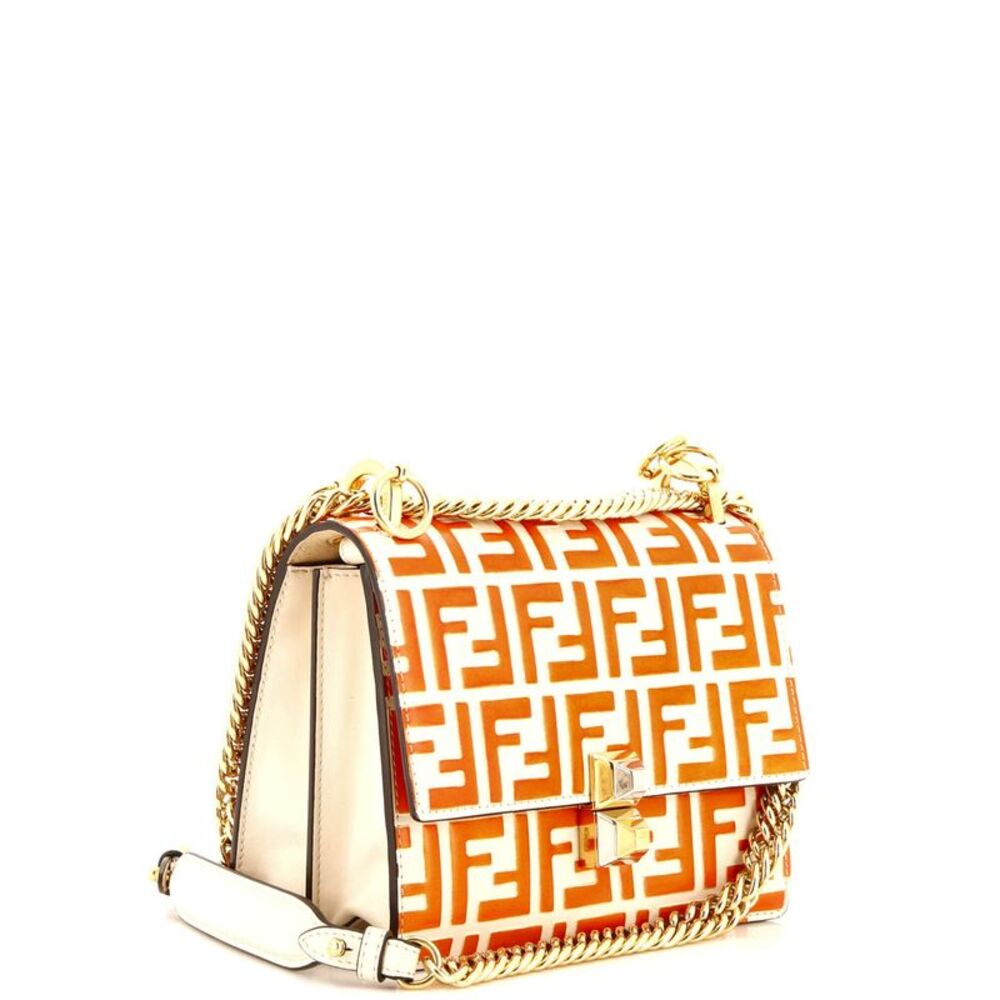 Fendi Kan I Bag Zucca Embossed Leather Small Orange - Picture 2 of 9